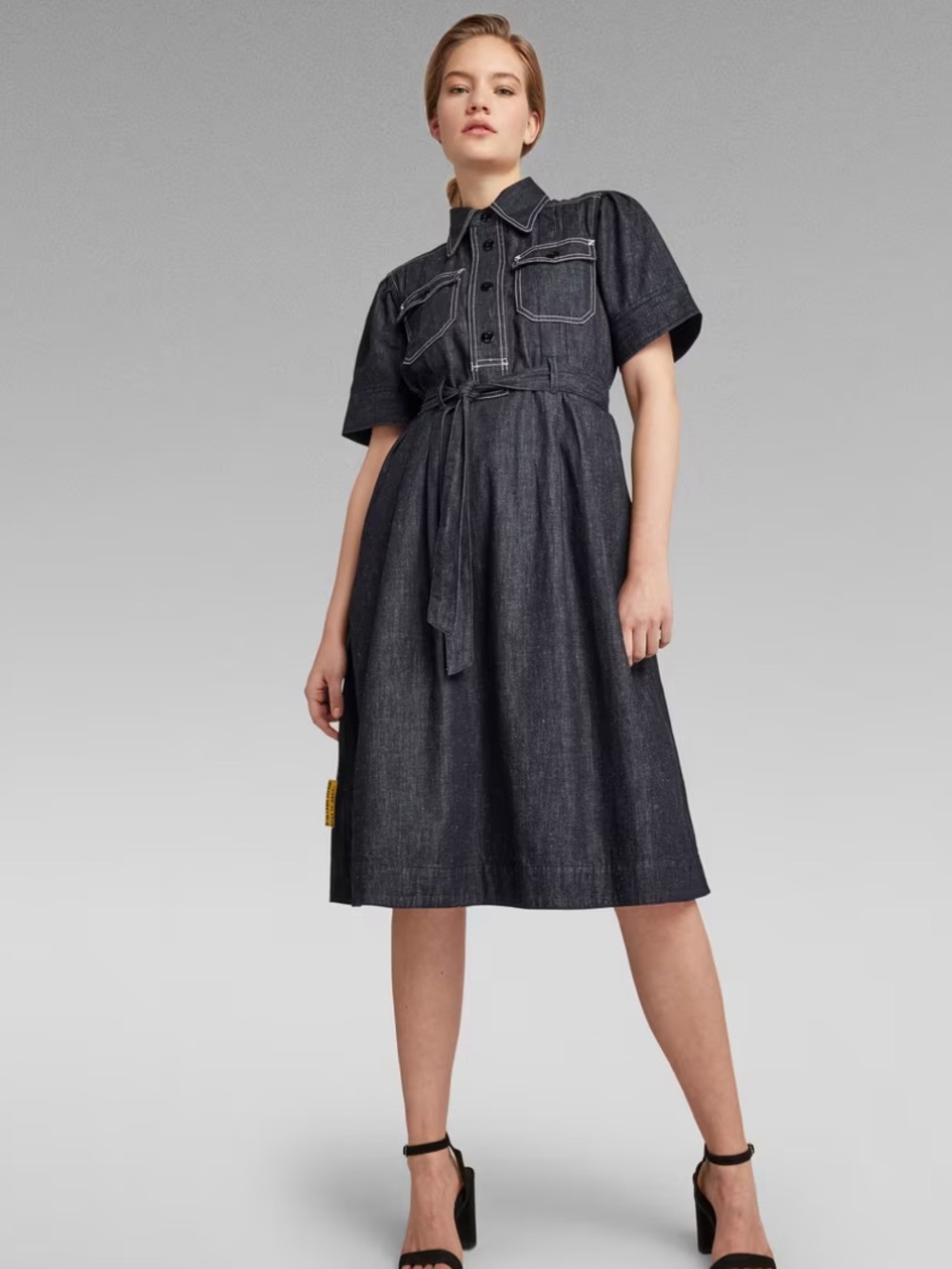 G-Star Raw Scouting Denim Utility Shirt Dress in Dark Blue. Casual. Minimalist S